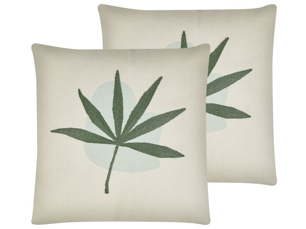 Lot de 2 coussins décoratifs DAVALLIA 45 x 45 cm Vert Motif de plante
