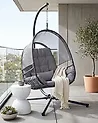 Sillón colgante con soporte ALVIANO Tela Gris oscuro