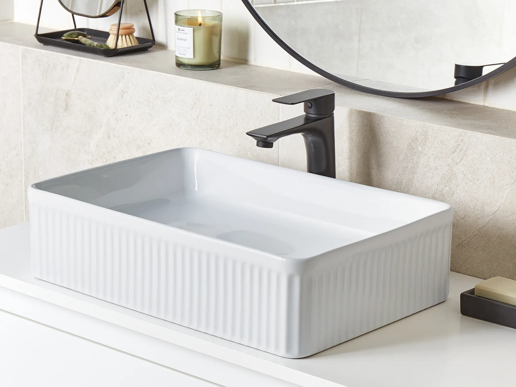 Countertop Basin GELDO 500 x 340 mm Ceramic White_922392