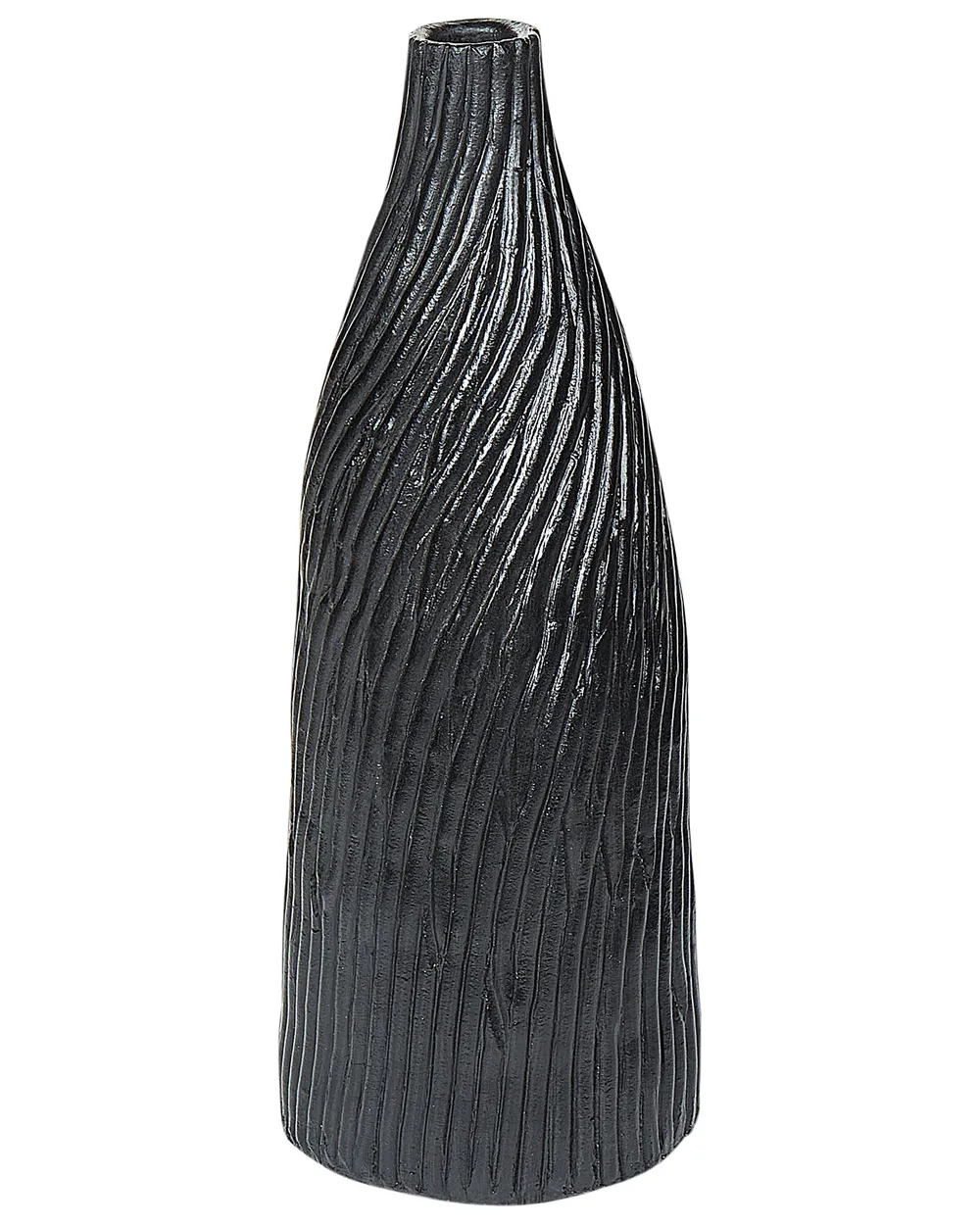 Vaso Decorativo In Ceramica Nero Design Moderno - Altezza 25 Cm - 3