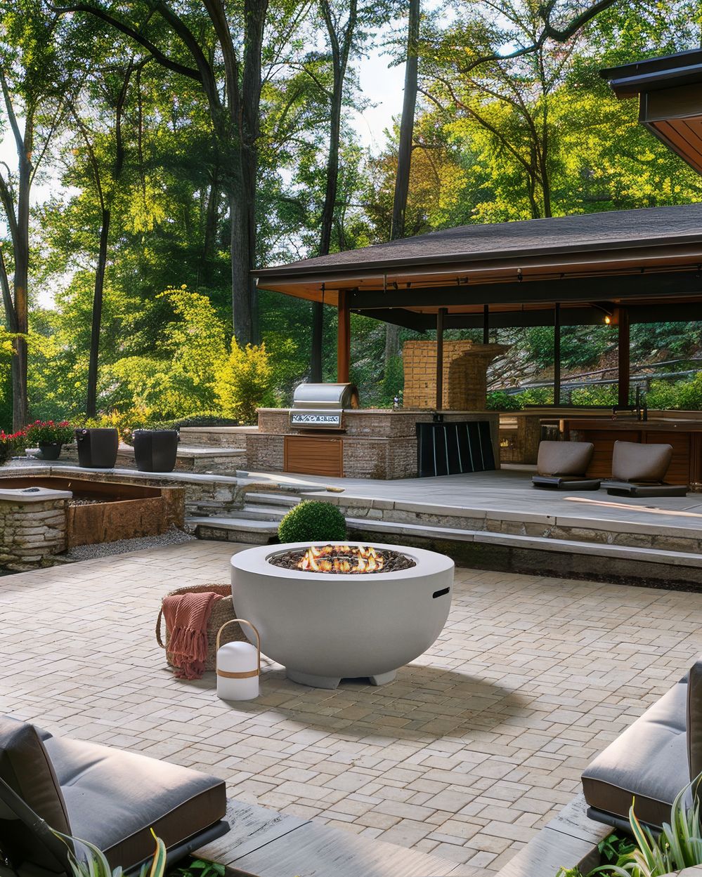 Gas Fire Pit DAISETU Concrete Light Grey