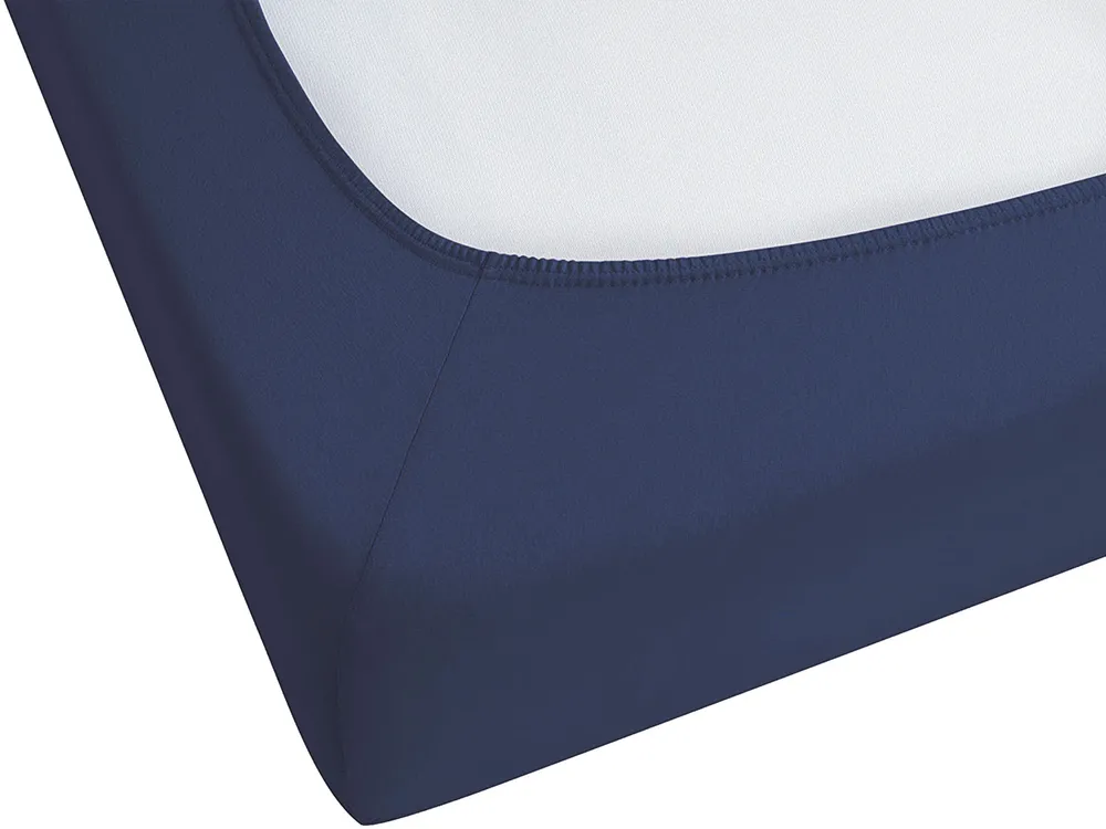 Fitted Sheet HOFUF 180 x 200 cm Cotton Navy Blue_816028