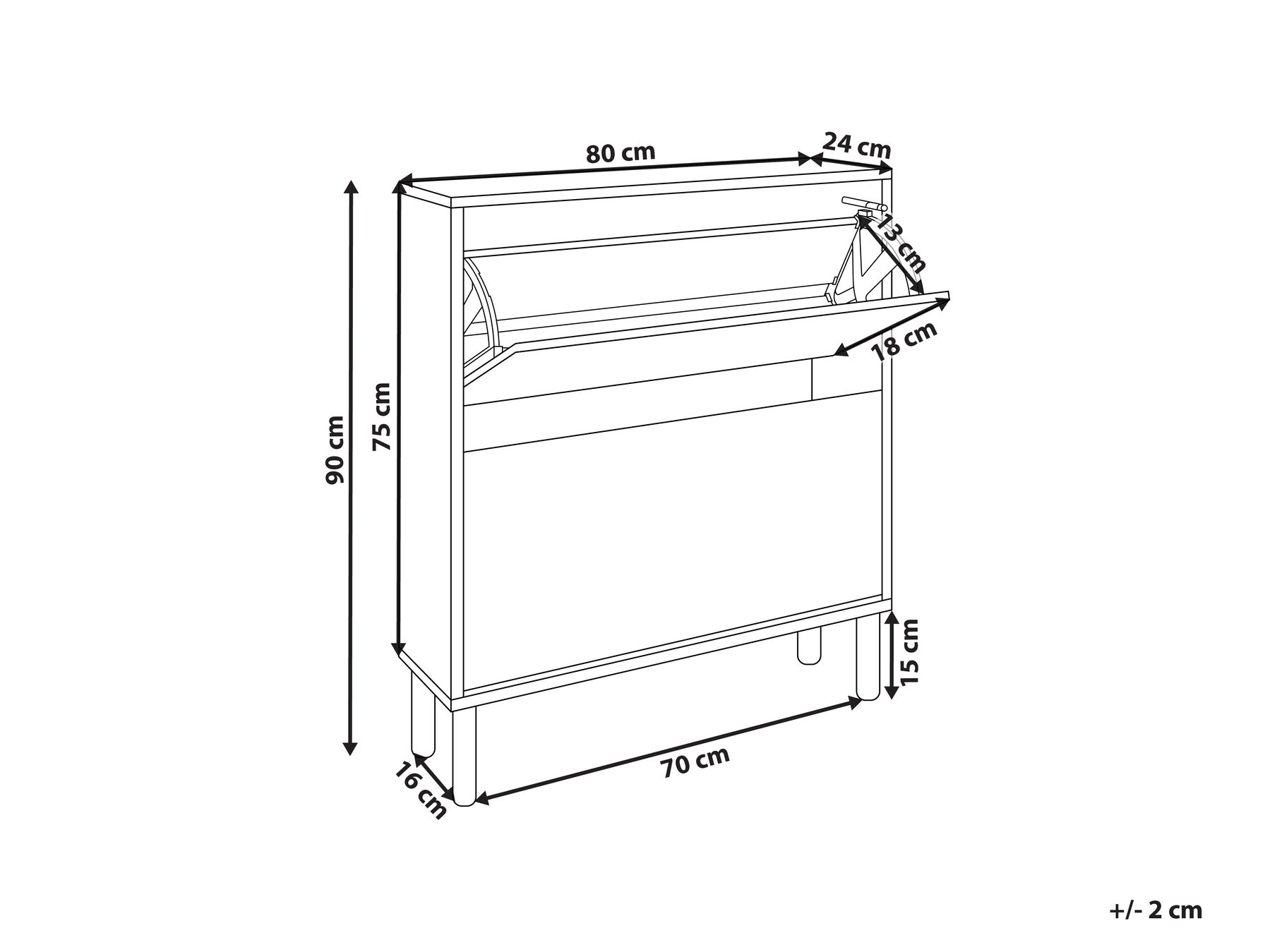 2 Compartment Shoe Storage Cabinet Light Wood NORRIS_916344