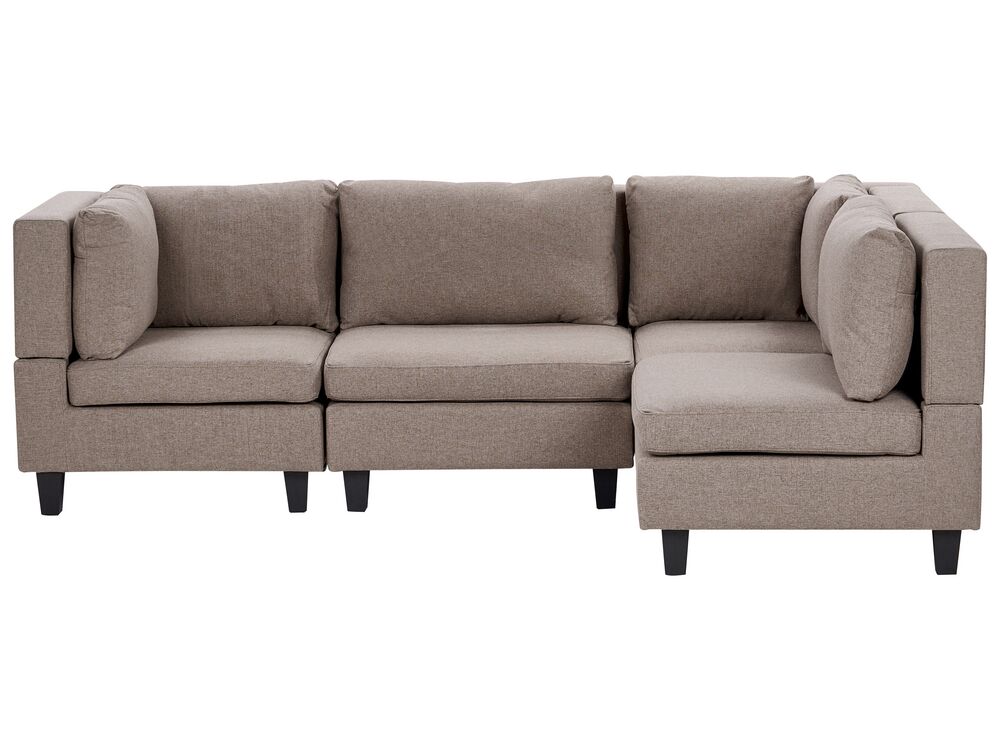Sofá de canto modular 4 lugares UNSTAD Tecido Castanho à esquerda