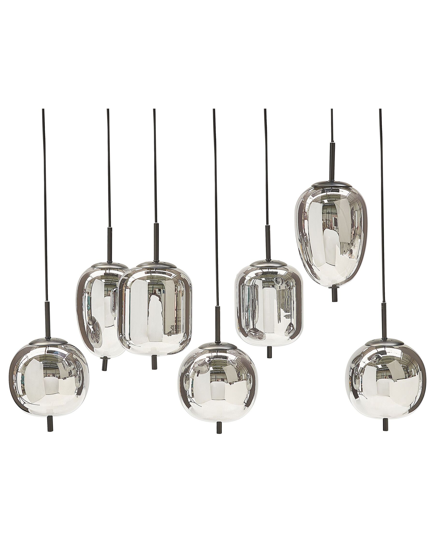 7 Light Glass Pendant Lamp Silver TARLO_868798