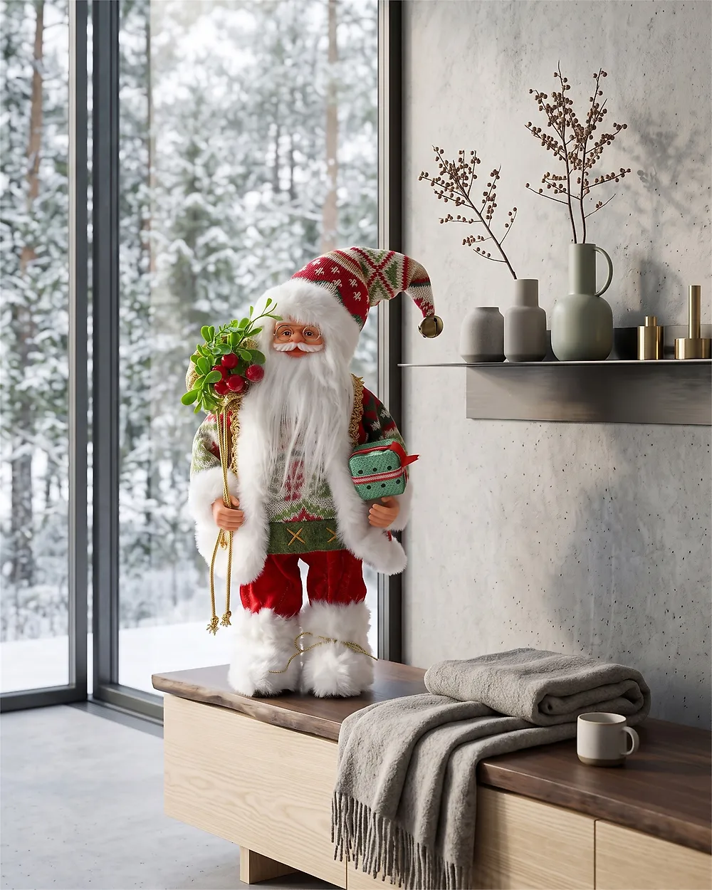 Lot De 40 Figurines Décoratives Noël En Résine Brillante - Père Noël, Sapin, Bas... + 5m Fil Doré Pour Sapin - 8