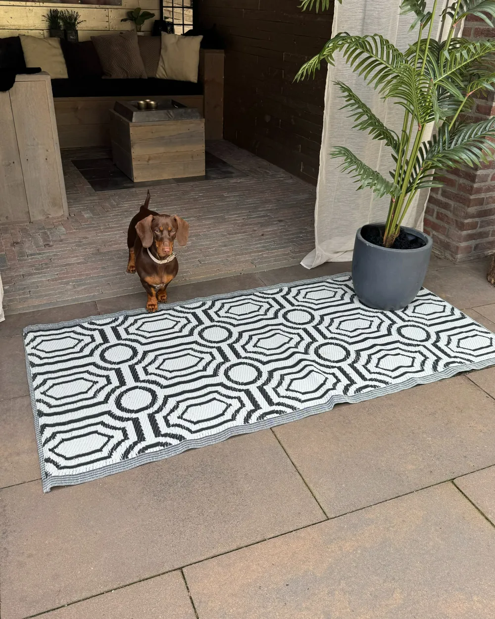 Outdoorteppich BIDAR Schwarz 90 x 180 cm Zweiseitig_982295