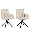 Set of 2 Dining Chairs Swivel SARDOAL Fabric Light Beige