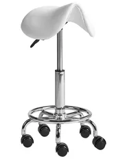 Saddle Stool DUMONT Faux Leather White_1006921