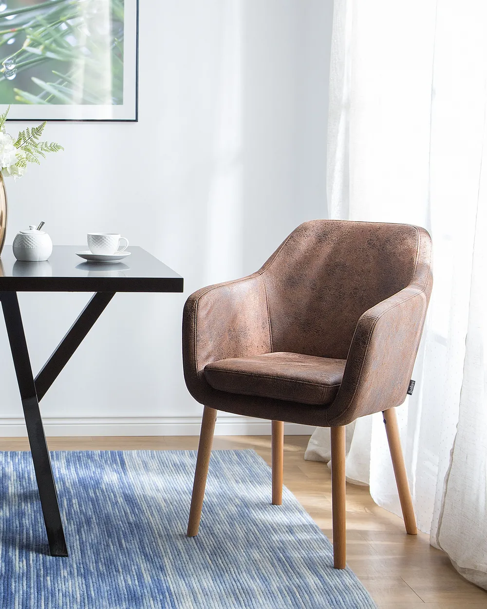 Dining Chair YORKVILLE Faux Leather Dark Brown