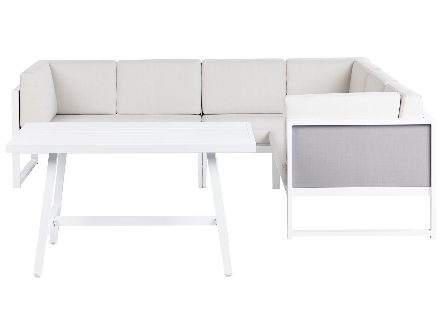 Lounge Set Aluminium weiß 6-Sitzer linksseitig Auflagen cremeweiß CASTELLA/FRATTE_932047