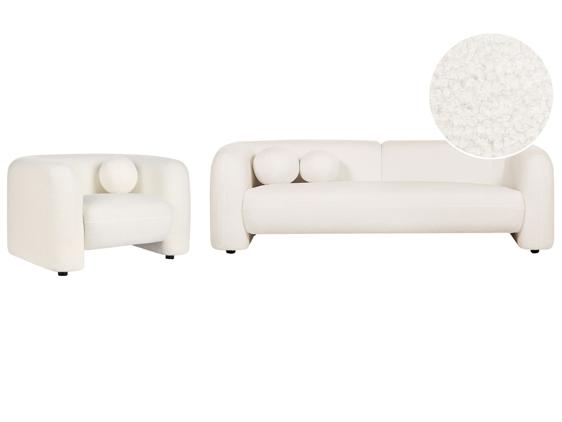 4 Seater Boucle Living Room Set White LEIREN_920805