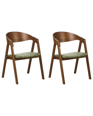 Set of 2 Dining Chairs Dark Wood and Green YUBA