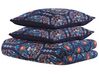 Cotton Sateen Duvet Cover Set Oriental Pattern 155 x 220 cm Dark Blue MADRONA_803112