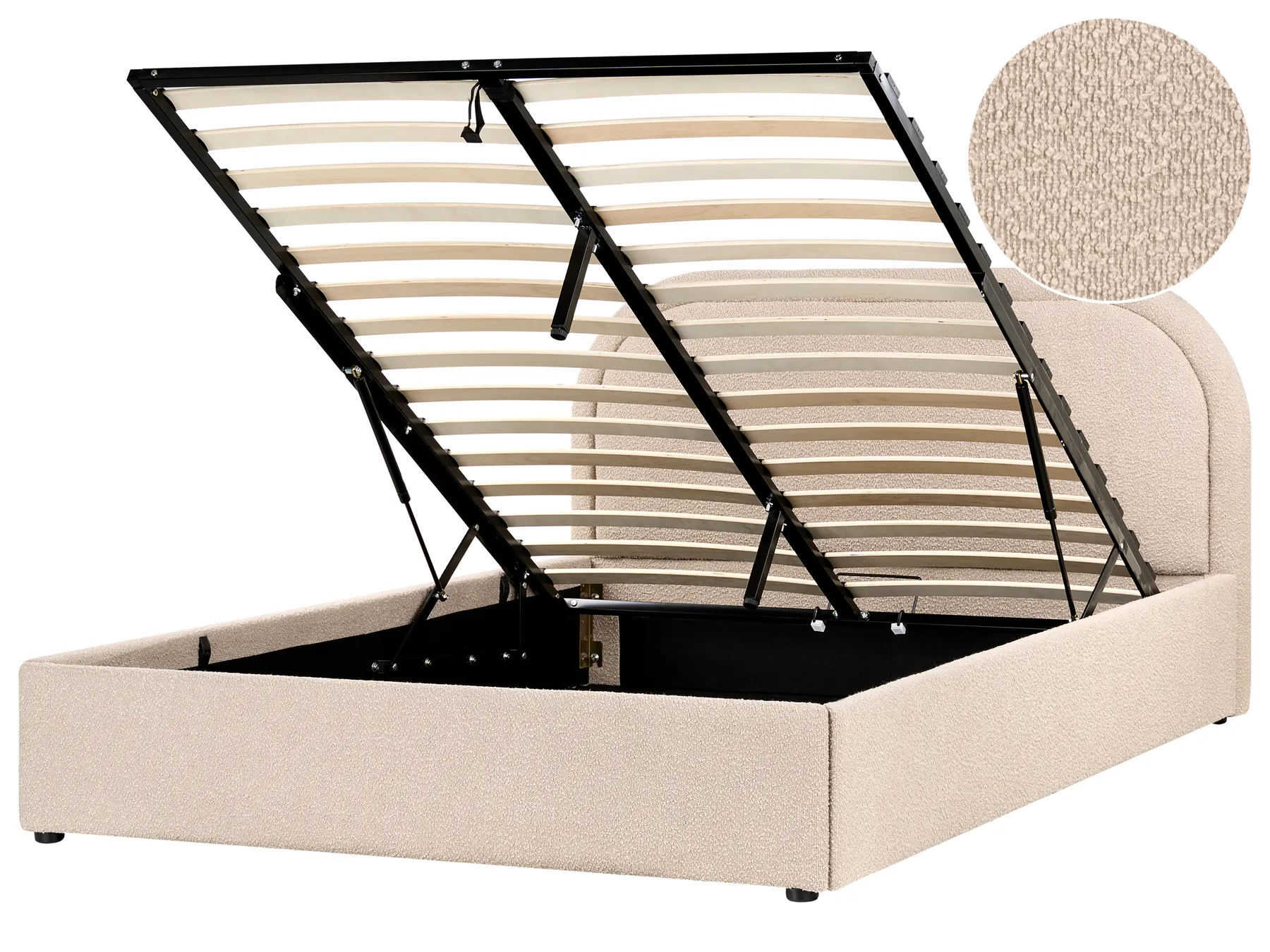 Bett mit Stauraum QUILLIEN Bouclé Beige 140 x 200 cm_989873