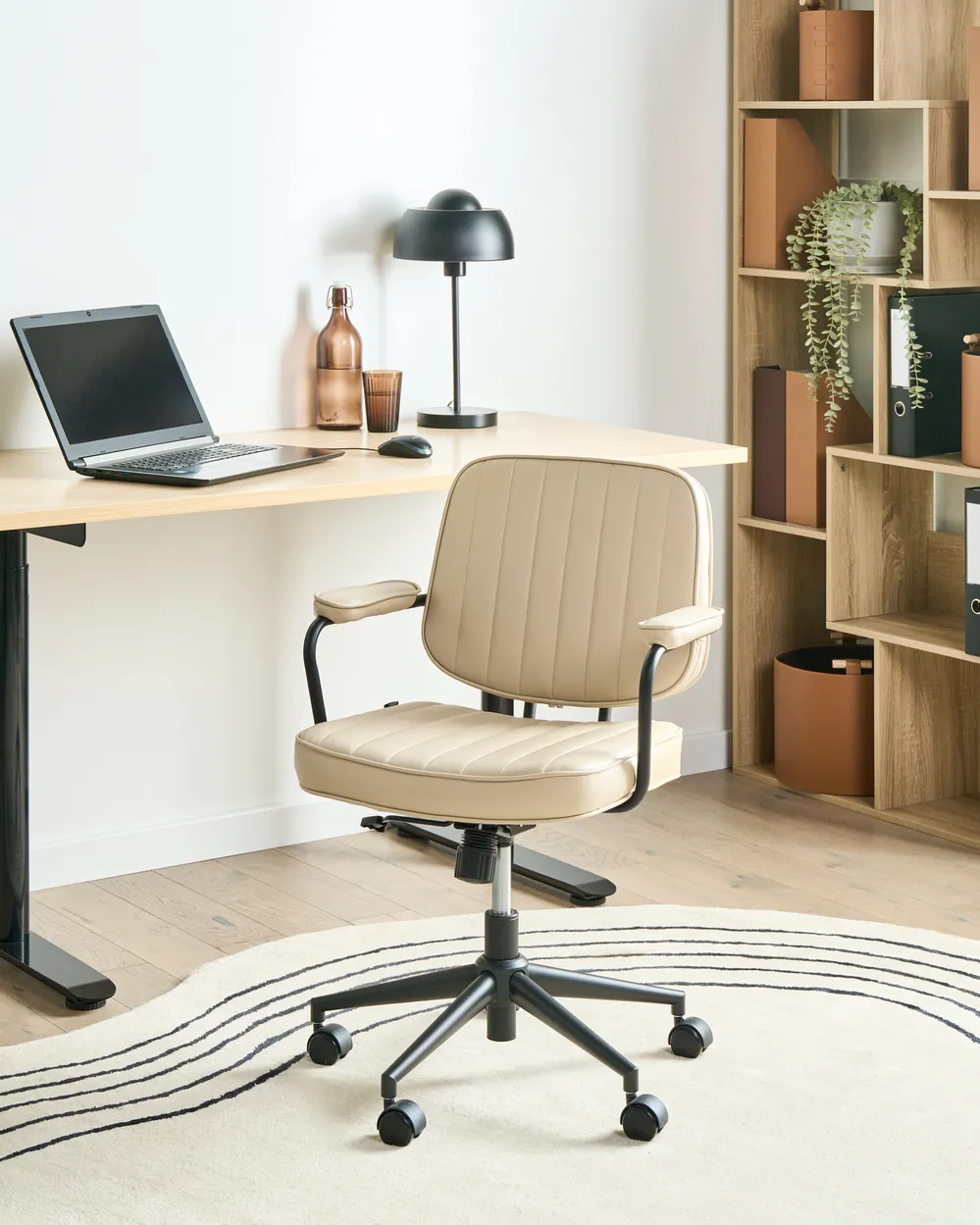 Desk Chair BERNE Faux Leather Beige