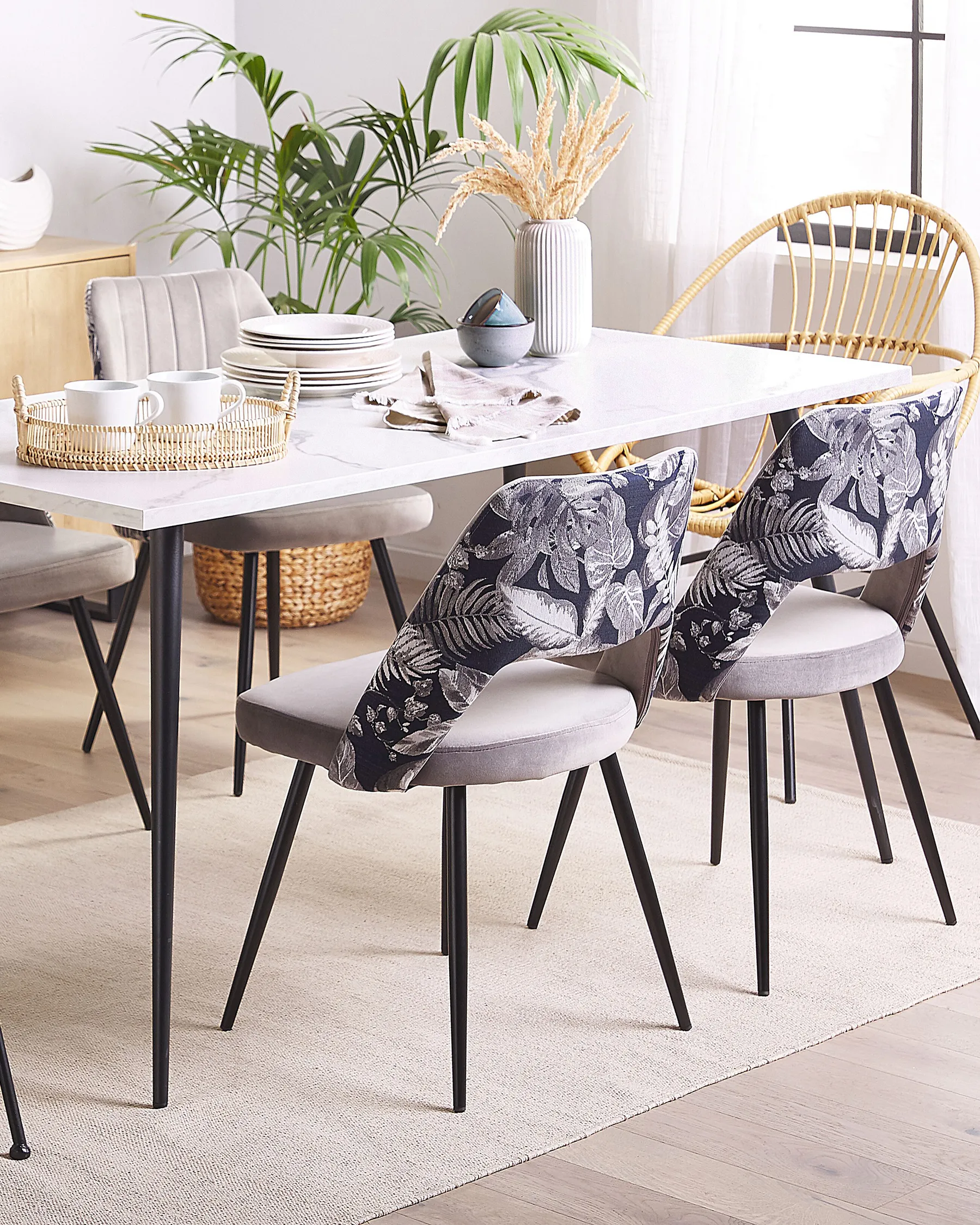 Set of 2 Dining Chairs ANSLEY Velvet Grey_774205