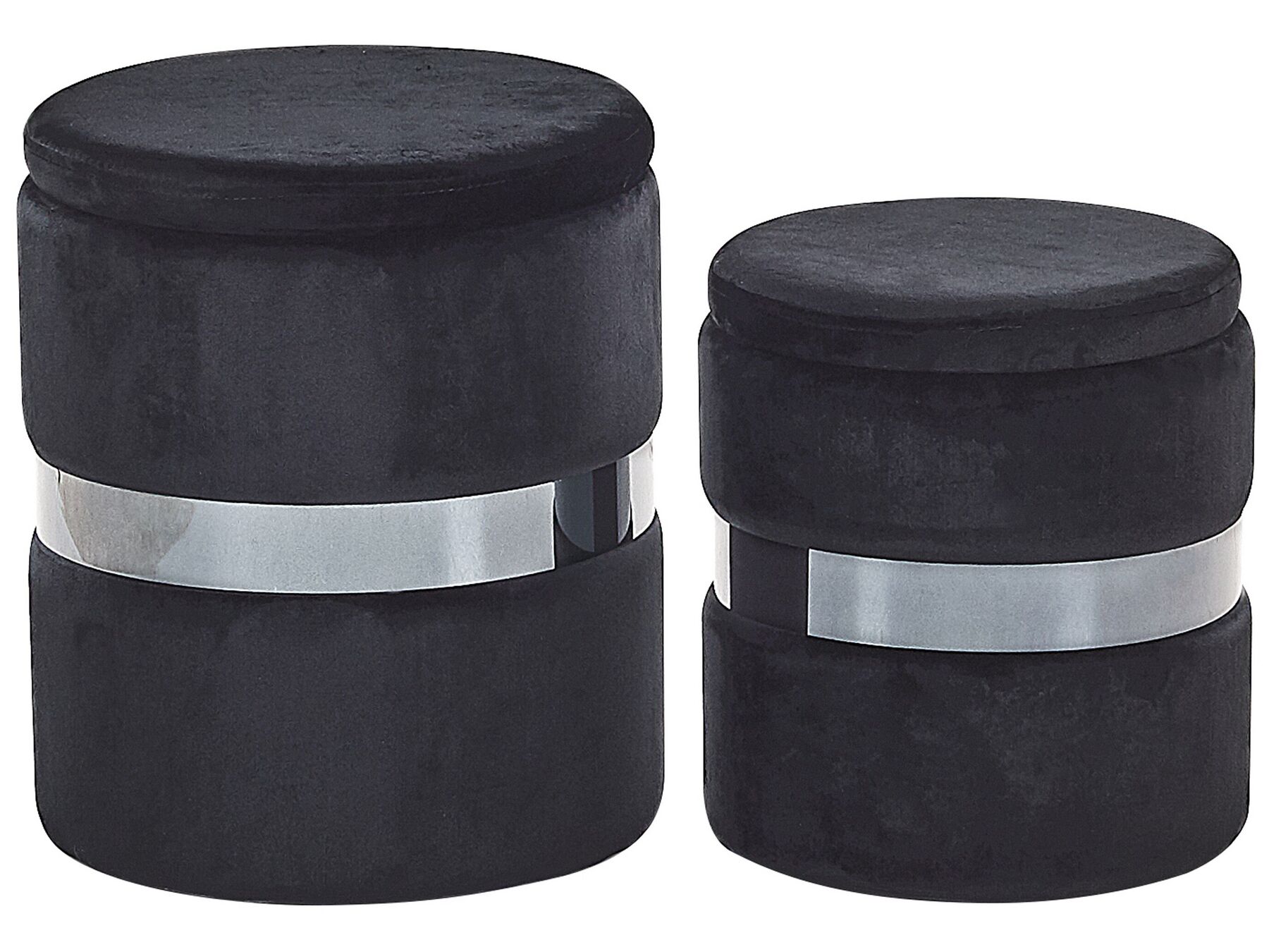 Set of 2 Velvet Storage Pouffes Black DORIS_779582