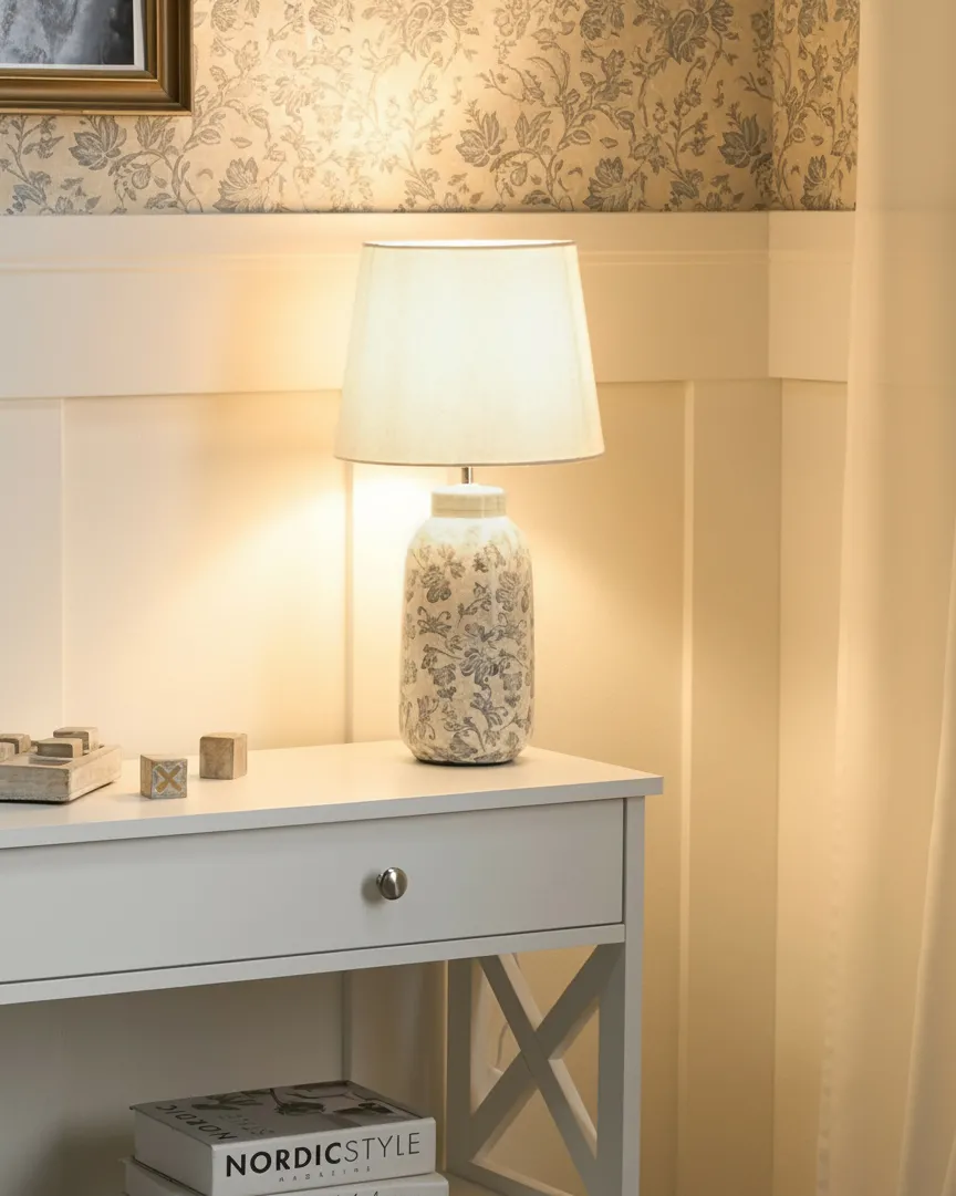Lampada da tavolo LEMPA Ceramica Bianco/Blu_1032657