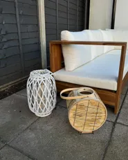 Laterne MAURITIUS 40 cm Weidenholz Weiß_975159