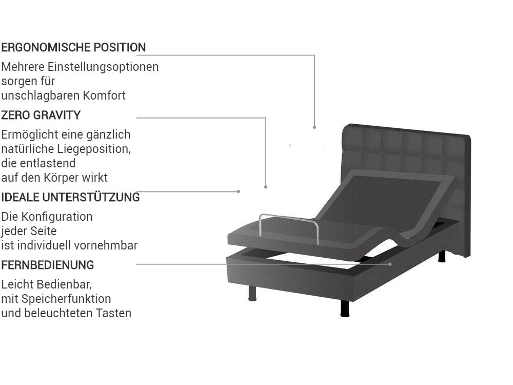 Bett verstellbar Stoff DUKE 90 x 200 cm Dunkelgrau_763694