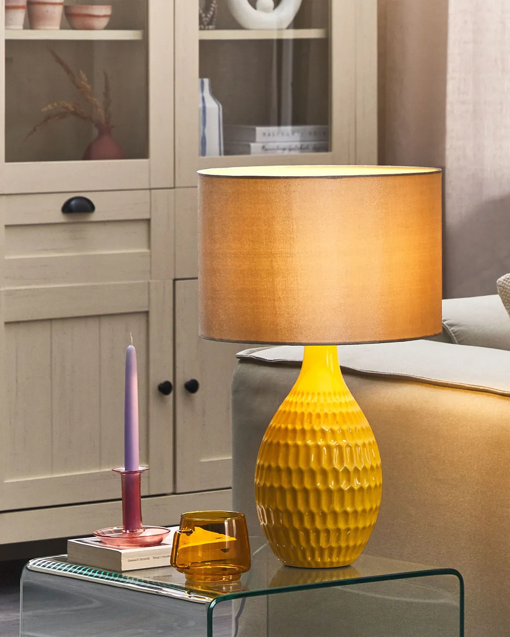 Table Lamp HADDAS Ceramic Yellow