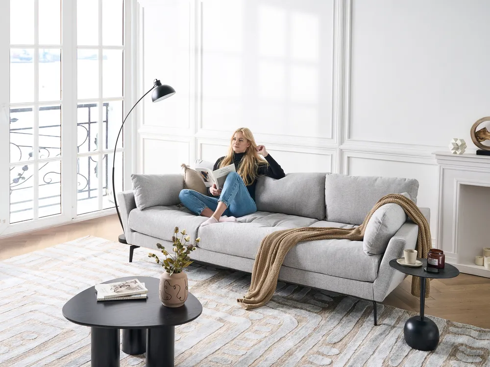 Sofa 4 Seater NENOLA Fabric Grey_948965
