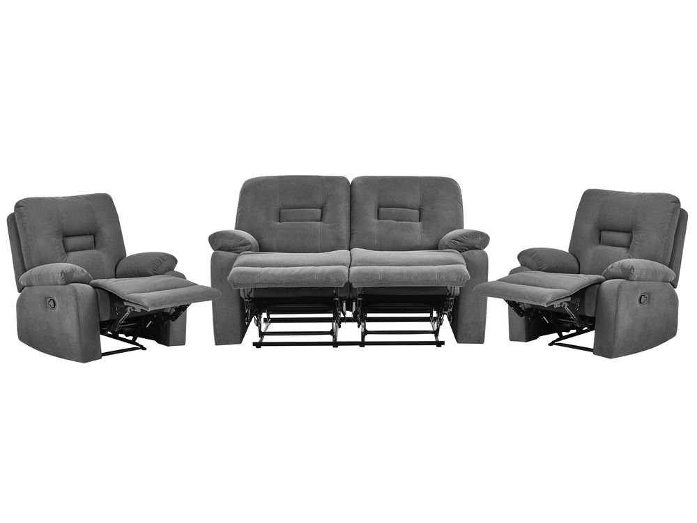Set de living cu recliner manual cu 4 locuri BERGEN Gri grafit