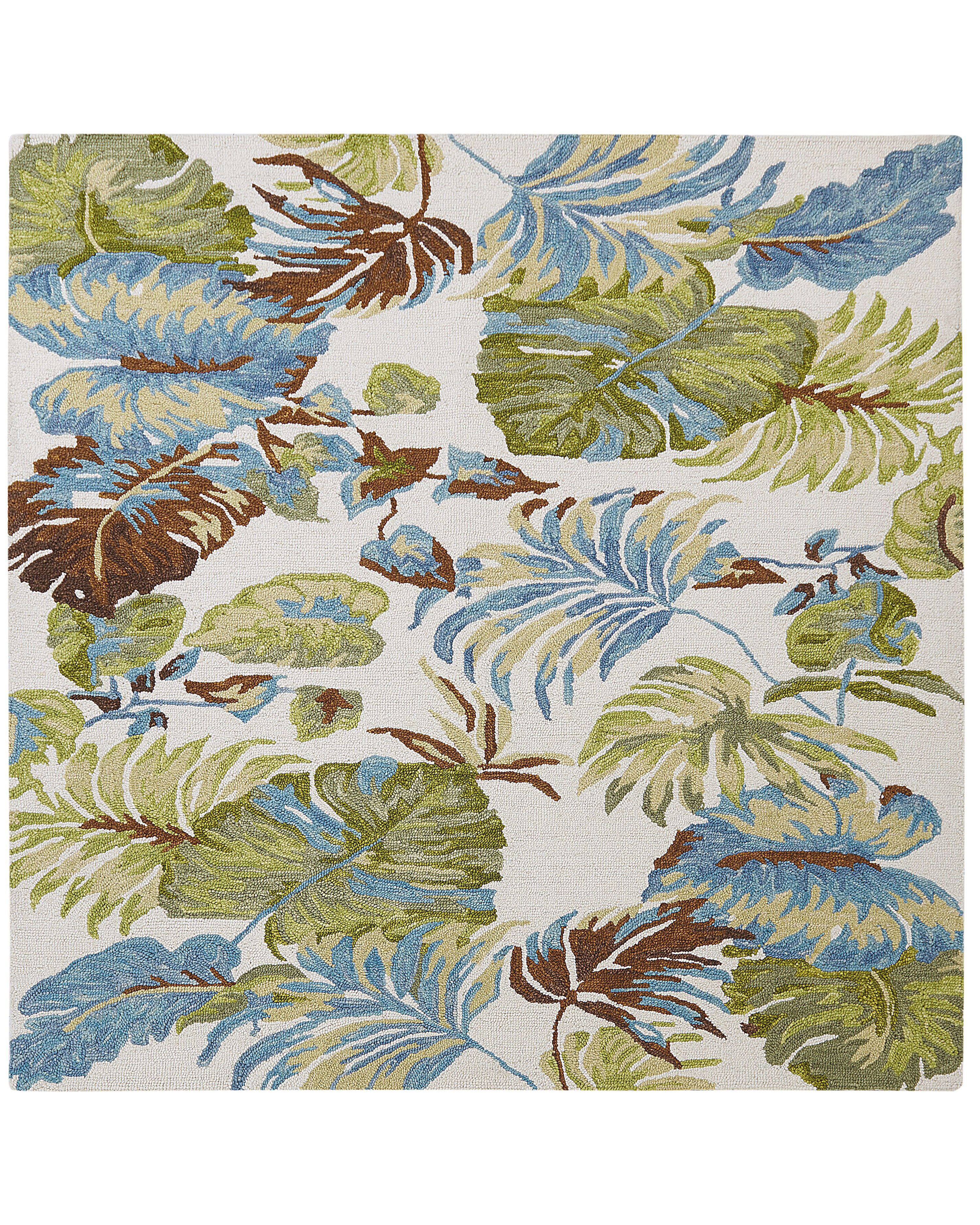 Vlněný koberec se vzorem listů 200 x 200 cm vícebarevný KINIK_848434