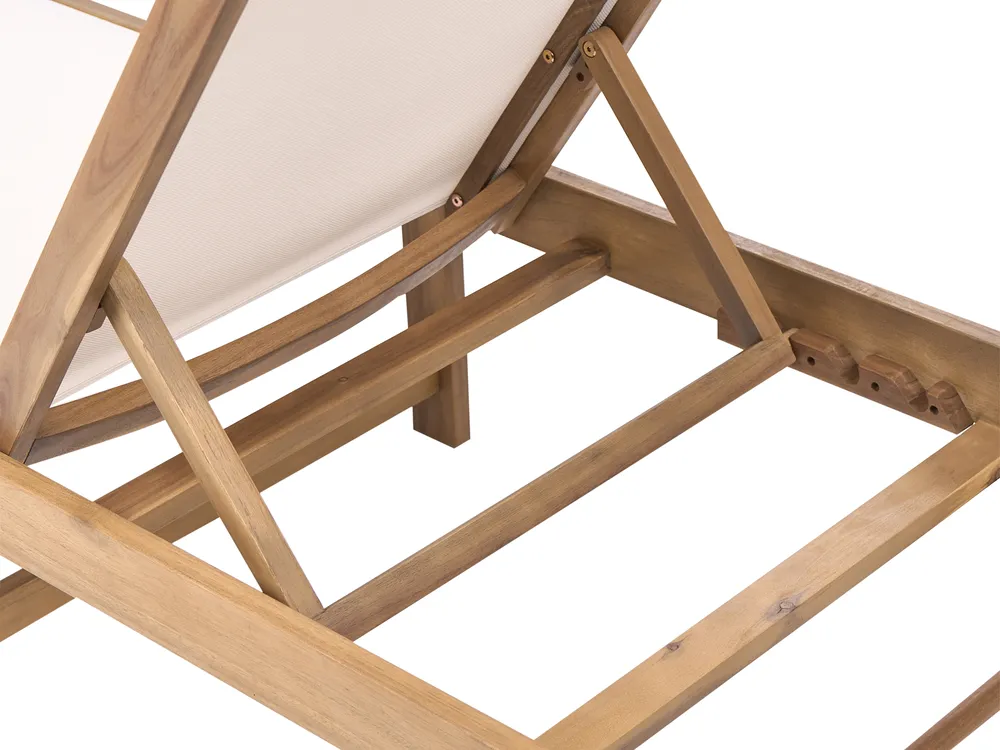 Sun Lounger PEDESINA Reclining Acacia Wood Beige_1034525