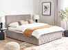Zamatová posteľ s úložným priestorom 160 x 200 cm sivobéžová AMIENS_914349