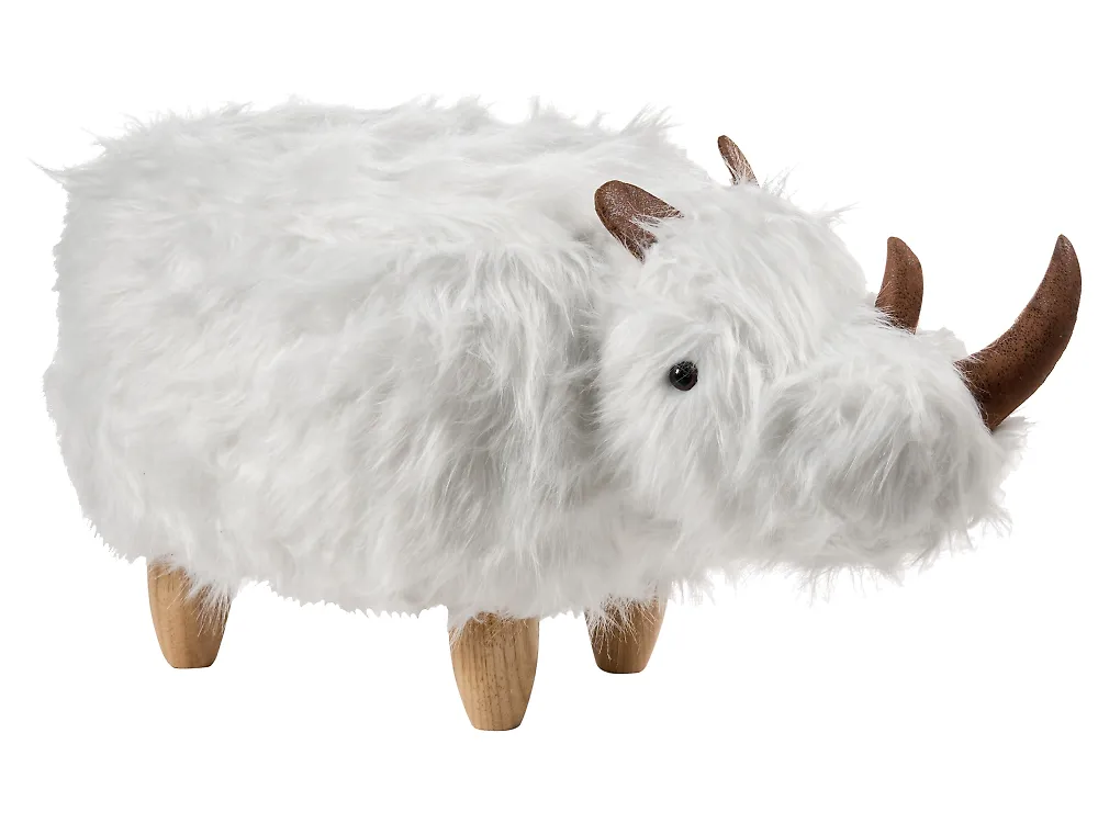 Dyrepuf WOOLLY Næsehorn Kunstig pels Hvid_1188344