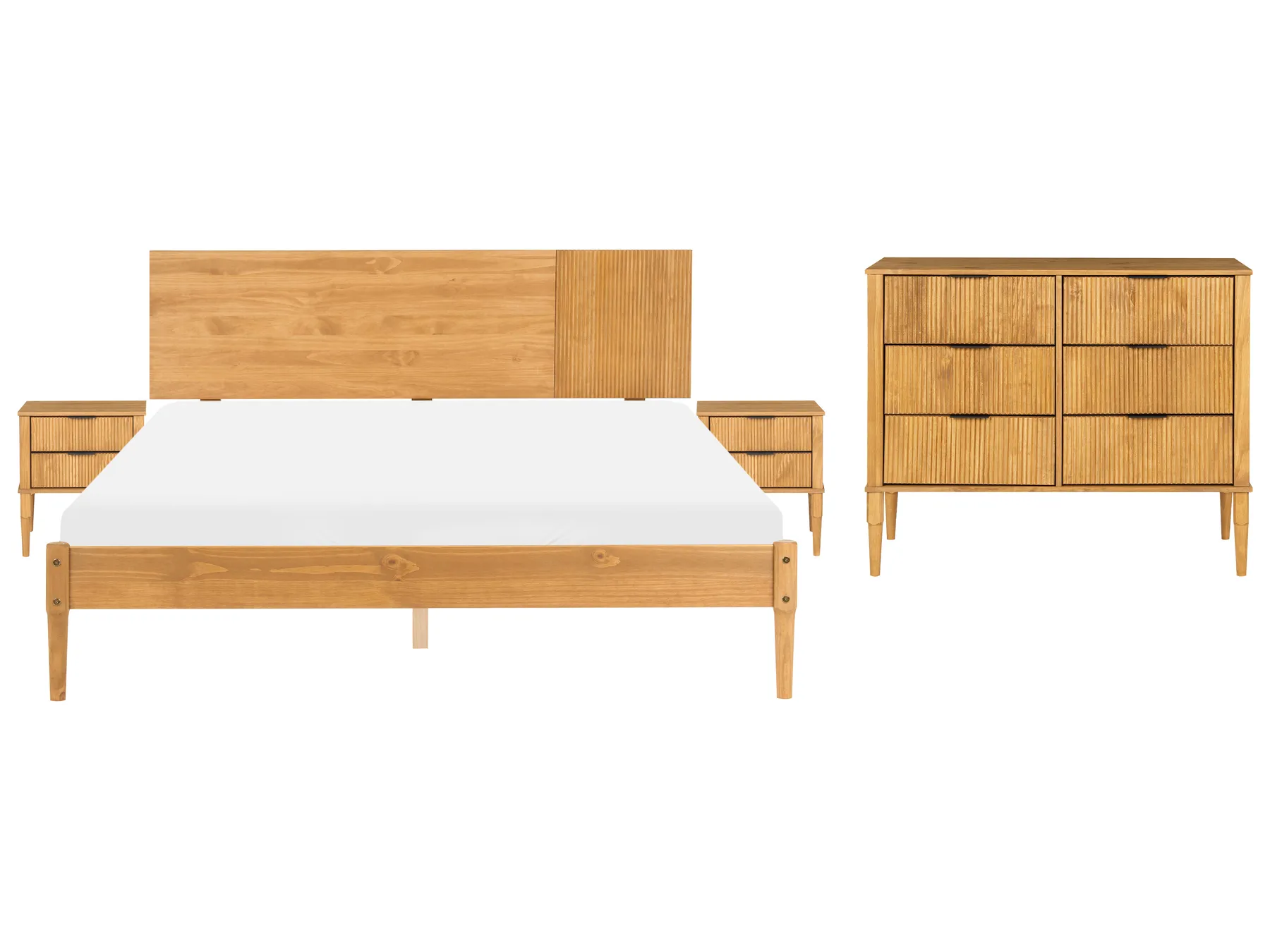 Schlafzimmer Set Kiefernholz FLAVIGNAC 160 x 200 cm Hellbraun_1118498