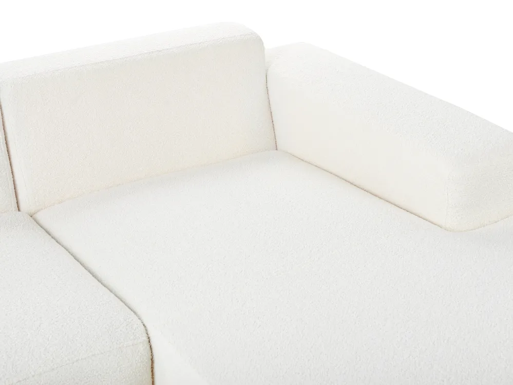 Corner Sofa 4 Seater LUNGO Boucle White Left Hand_962397