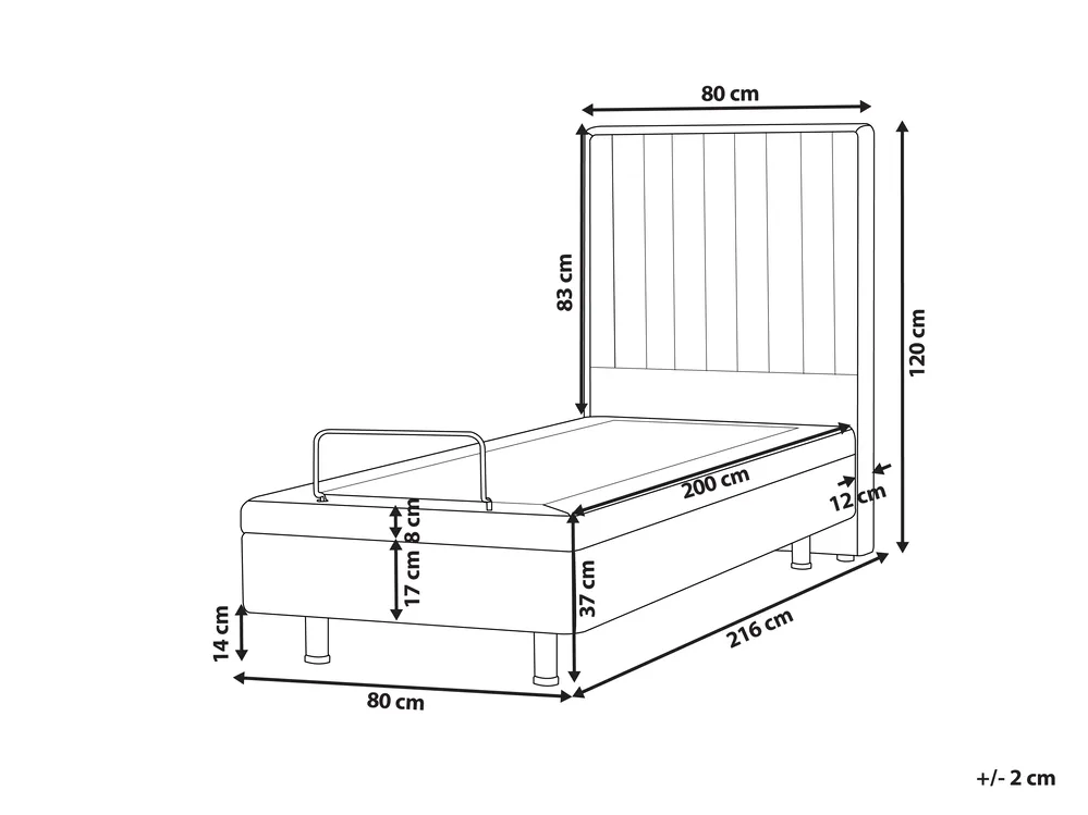 Bett verstellbar Bouclé DUKE II 80 x 200 cm Cremeweiß_1026183