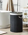 Laundry Basket SANNAR Bamboo Black 75 L