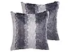 Set of 2 Decorative Cushions HORDEUM 45 x 45 cm Faux Fur Grey Striped