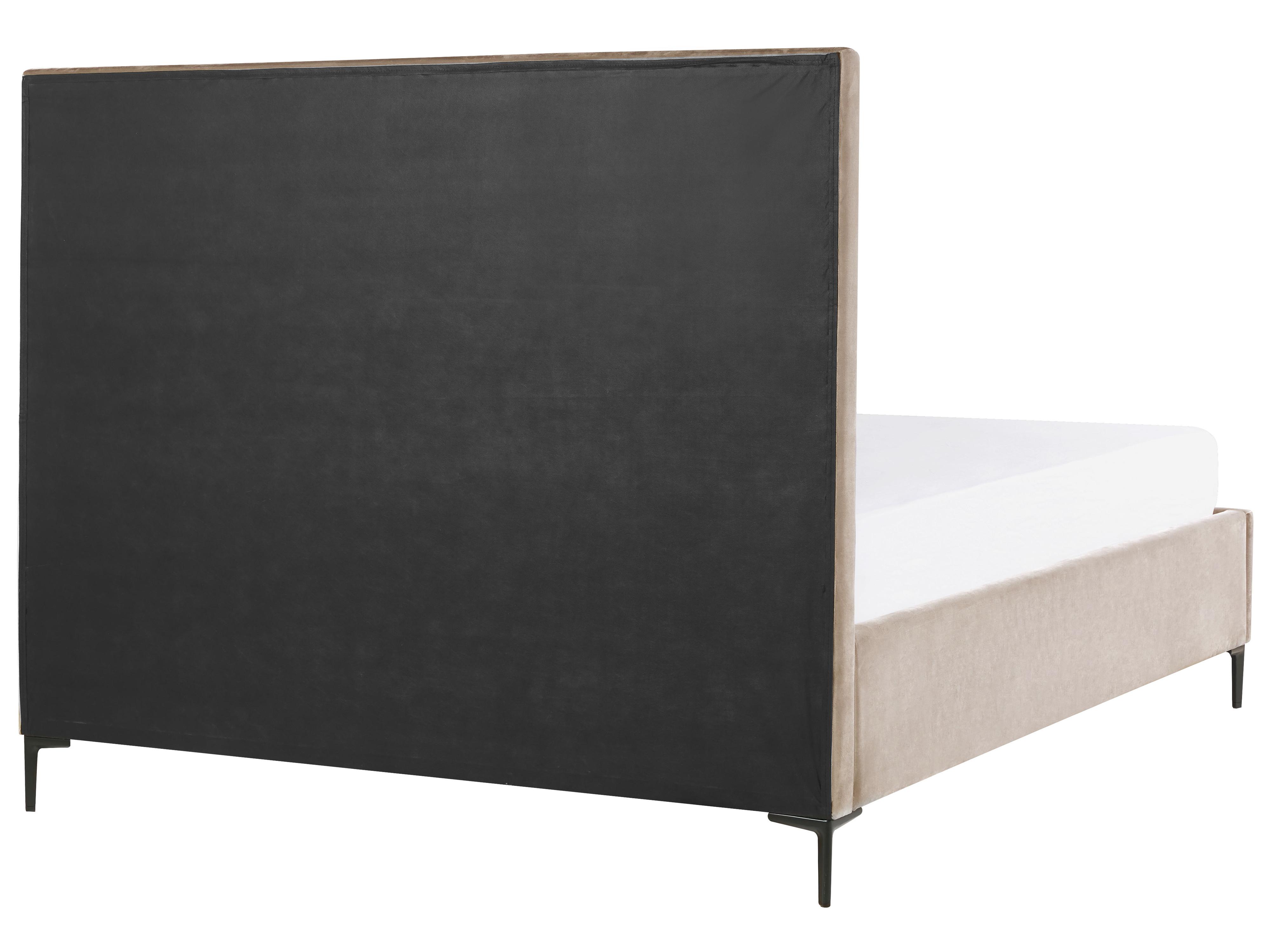 Bett mit Stauraum SEZANNE Samtstoff Taupe 160 x 200 cm_916831