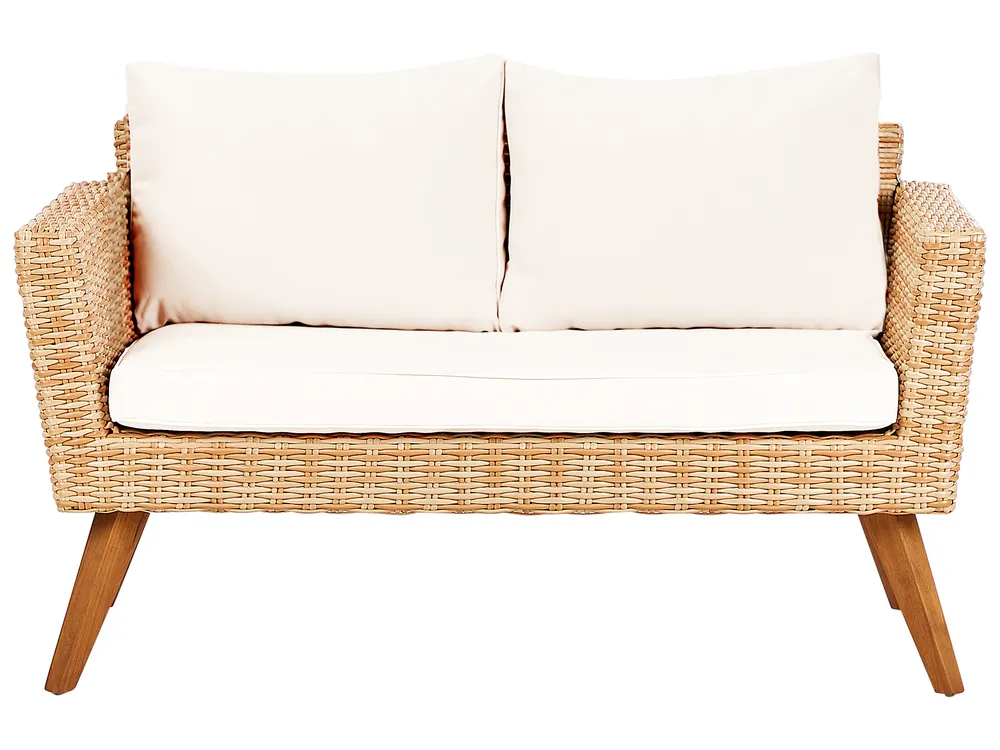 Garden Lounge Set with Table 4 Seater VITTORIA PE Rattan Off-White_930706