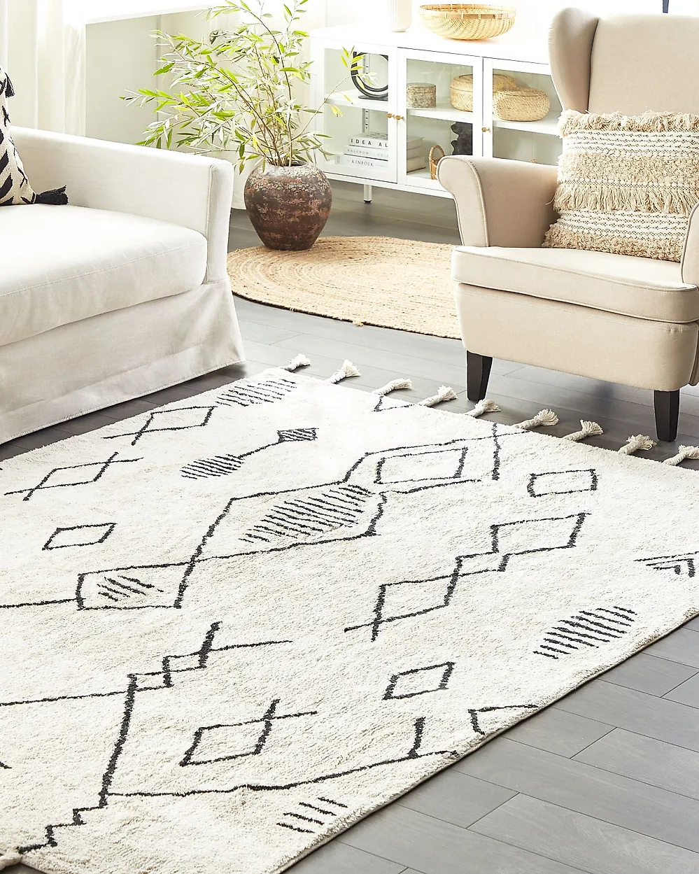Tappeto KEBIR Bianco sporco 160 x 230 cm Cotone_1178515