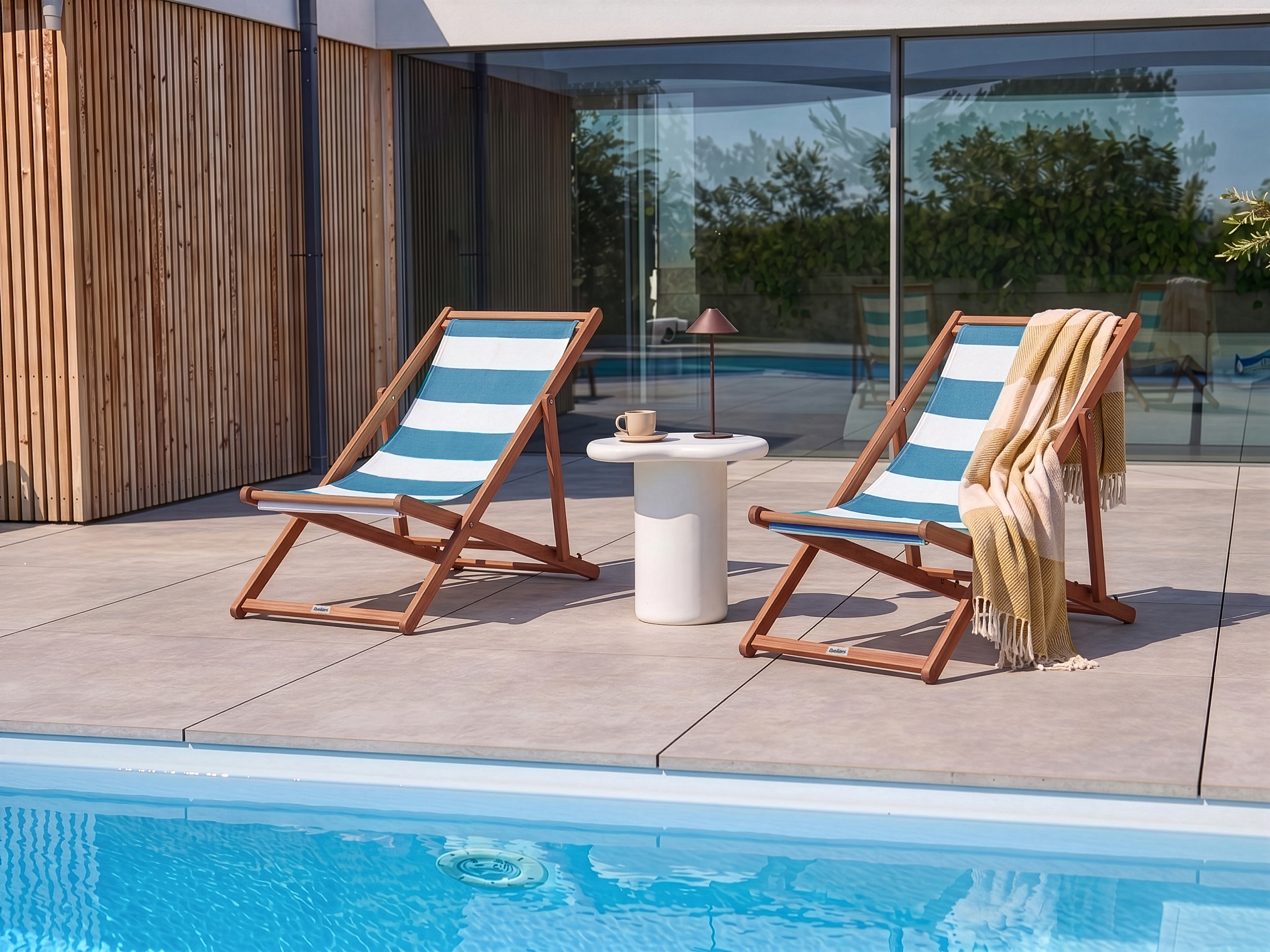Set of 2 Sun Lounger Replacement Fabrics ANZIO/AVELLINO 113 x 44 cm Turquoise_1073750