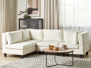 4-seters høyrevendt modulær sofa stoff Hvit UNSTAD