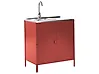 Outdoor Kitchen Cabinet with Sink VILAMA Red Metal