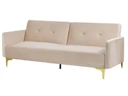 Sofa Bed 3 Seater LUCAN Velvet Beige_810437