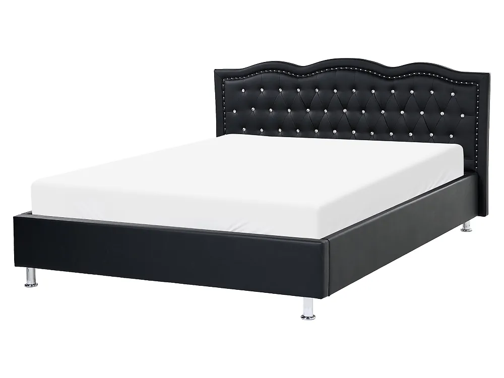 Lit avec sommier Cuir PU METZ 160 x 200 cm Noir
