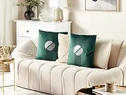 Set of 2 Decorative Cushions CEROPEGIA 45 x 45 cm Velvet Emerald Green Geometric Pattern_1183254