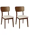 Set of 2 Dining Chairs MINIER Wood Dark Brown/ Beige