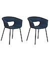 Conjunto de 2 sillas de comedor ELMA Tela Azul oscuro