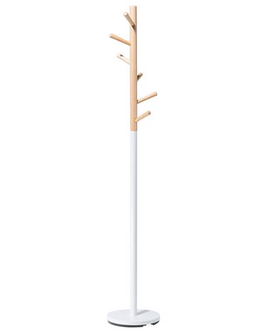 Bengaleiro em madeira de pinho e metal branco 170 cm AUBUM