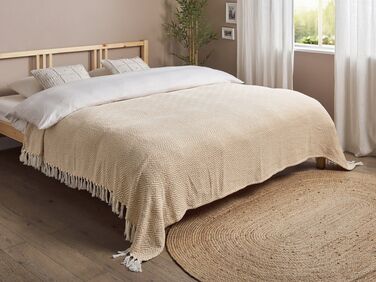Cotton Bedspread 200 x 220 cm Beige TOUTLI